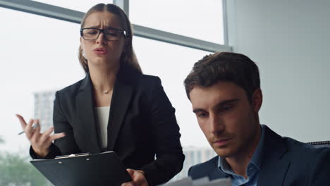 project team checking computer data closeup. office mentor helping employee