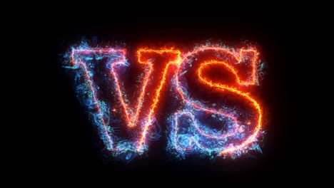 versus text fire line text loop animation