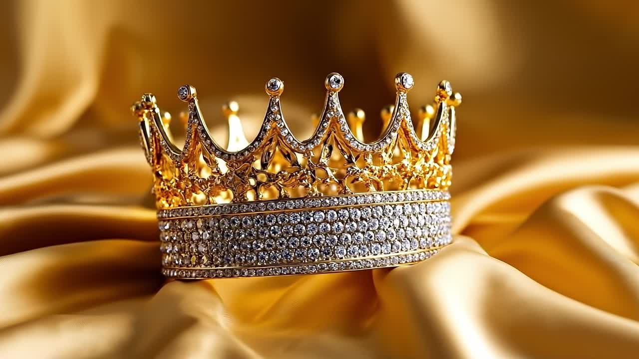 A gold crown on a golden cloth