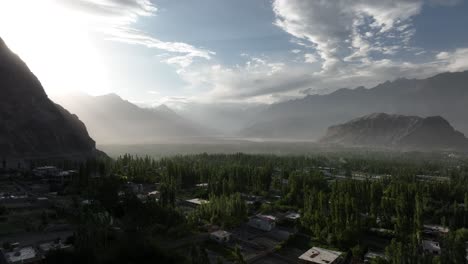 sunrise over skardu in northern pakistan.