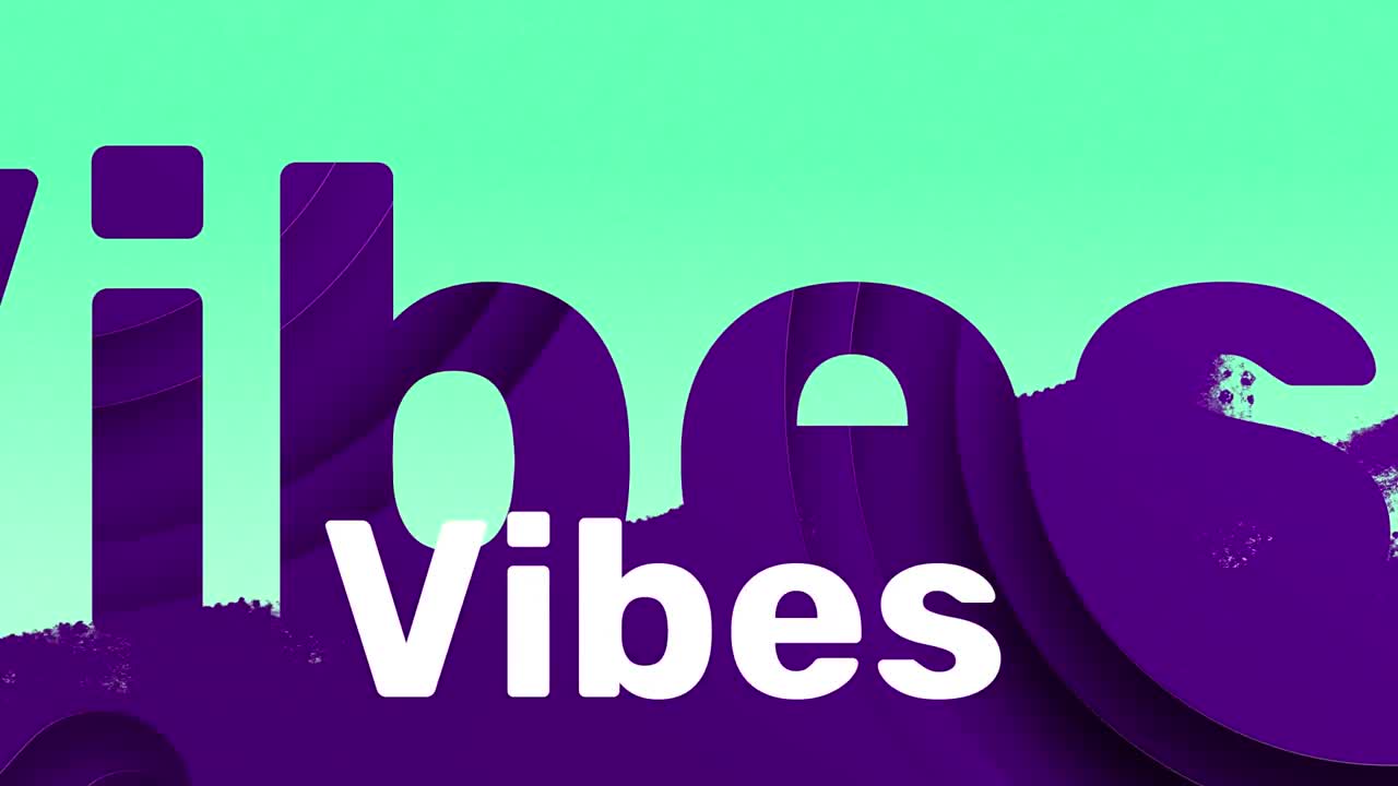 Animation of good vibes text over purple shadow on blue background