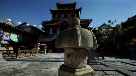 stone lantern in a traditional chinese courtyard