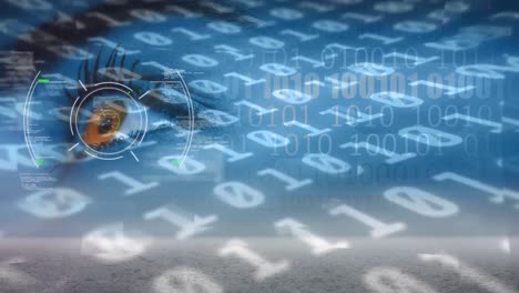 animation of binary coding data processing with scope scanning and eye