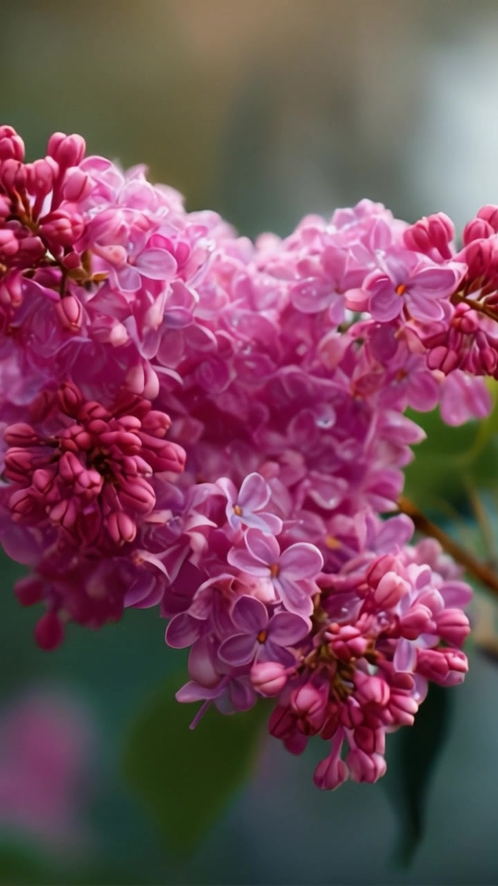 Bunga Lilac Memukau Berwarna Penuh Memamerkan Kelopak Merah Muda Cerah dan Dedaunan Hijau Subur, Menciptakan Tampilan Bunga yang Menakjubkan untuk Pecinta Alam