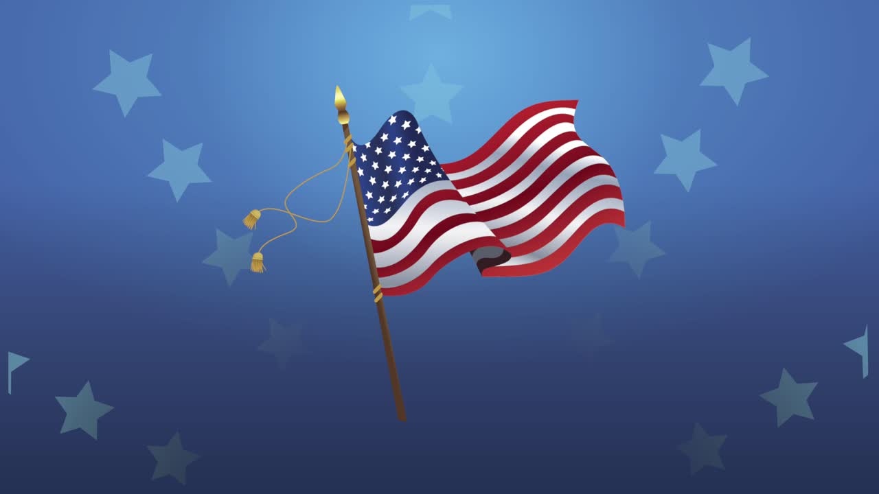 feliz día conmemorativo de la bandera de los estados unidos ondeando en el poste