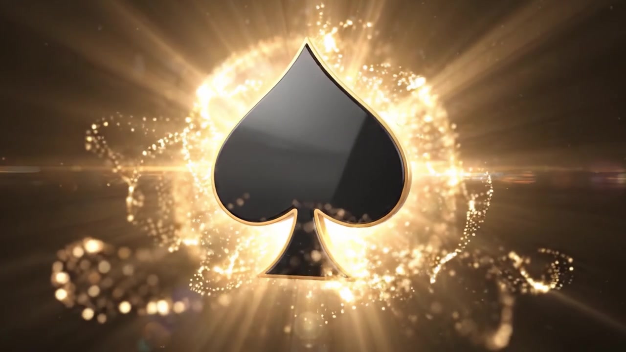 Una sequenza accattivante che mostra un simbolo di picche splendidamente disegnato, circondato da luce radiosa ed effetti abbaglianti, a simboleggiare i temi della fortuna e dell'emozione del gioco.