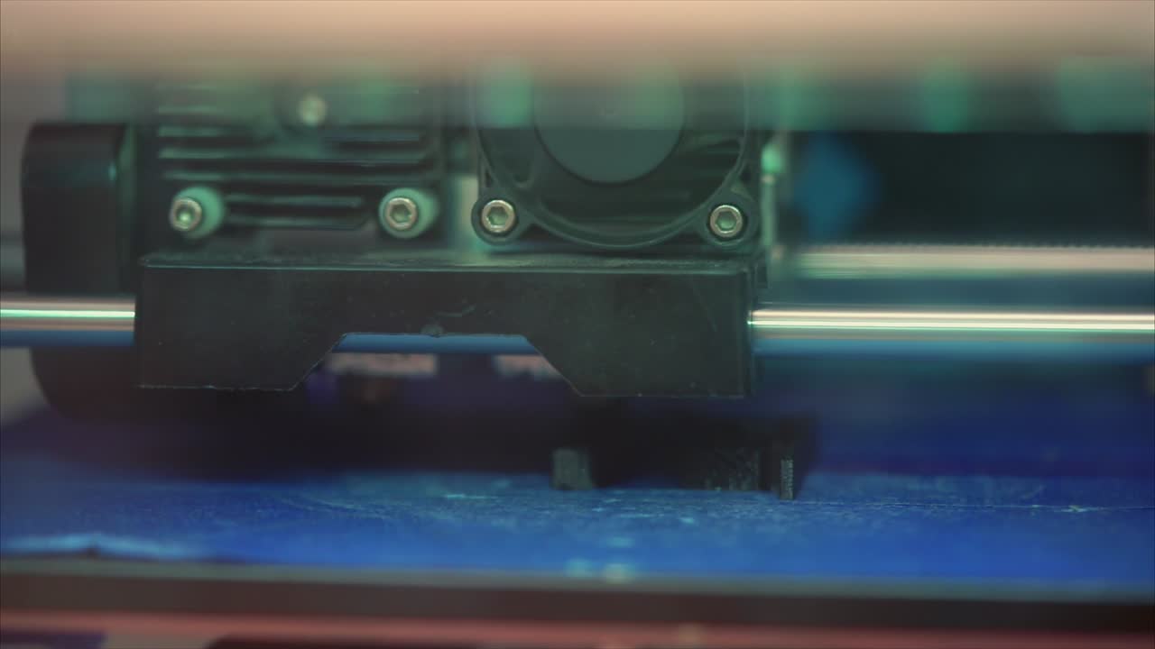 Close-up view of a 3D printer in action