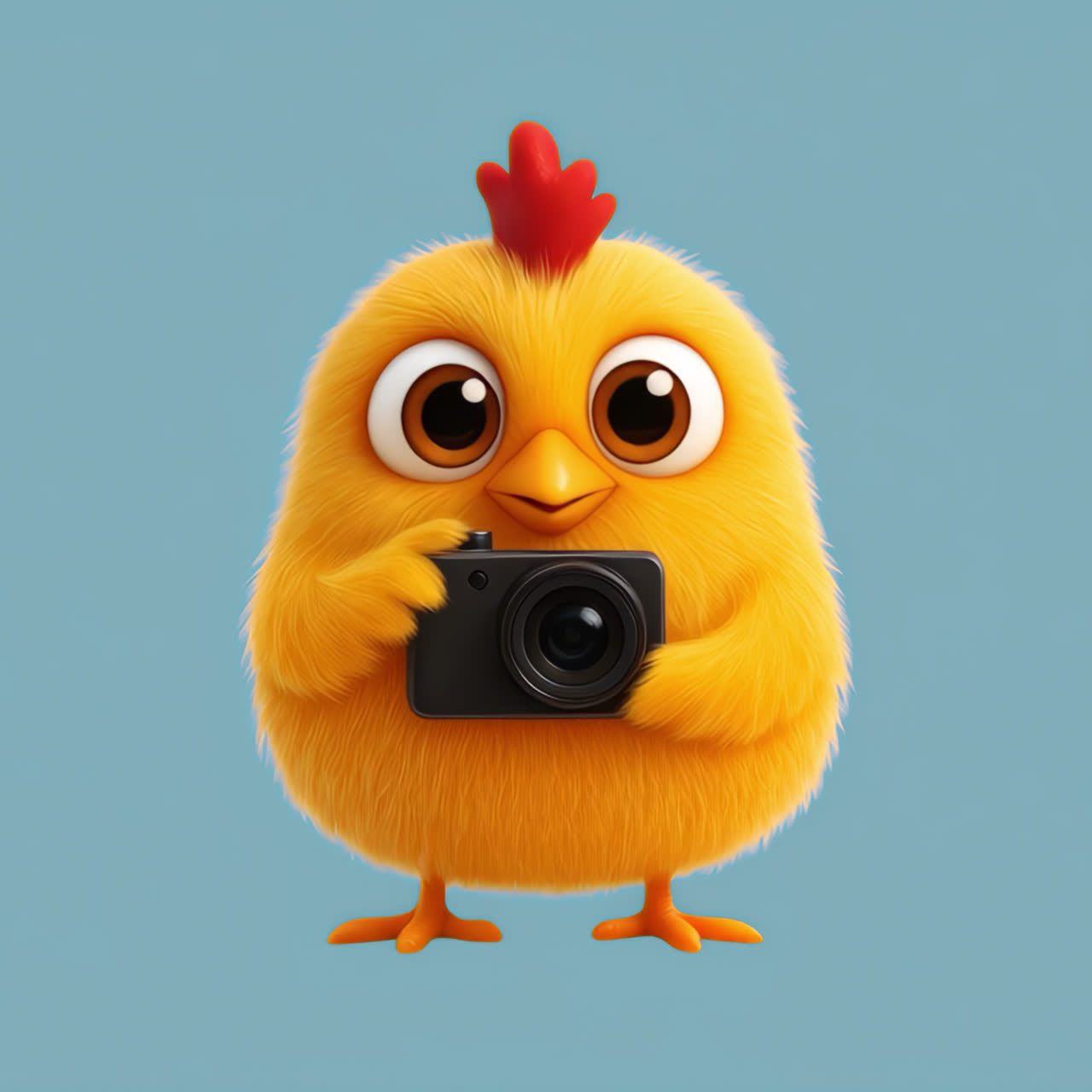 Animación de pollo fotógrafo de dibujos animados, recurso aislado, vídeo transparente en 4K, canal alfa