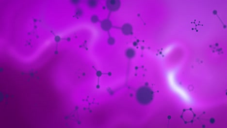 animación de múltiples moléculas púrpuras en 3d