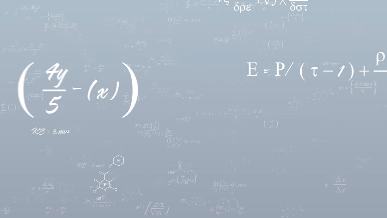 Animazione di equazioni matematiche su sfondo grigio