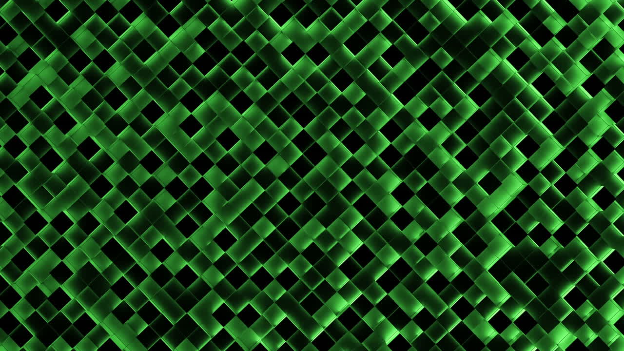 Green illuminated blocks moving in up and down pattern