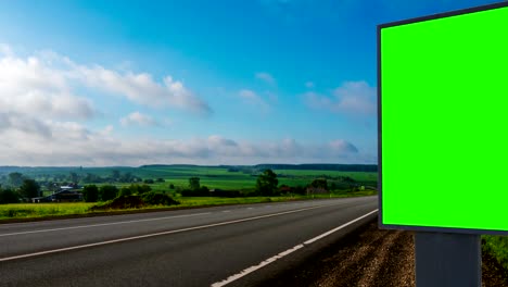 billboard green screen about high-speed roads. timelapse
