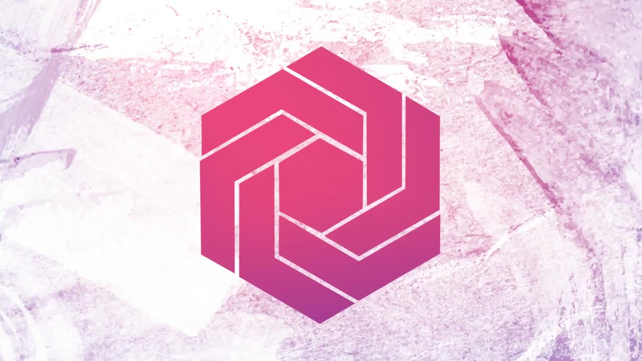 fondo rosa y púrpura a través de un primer plano de forma hexagonal blanca