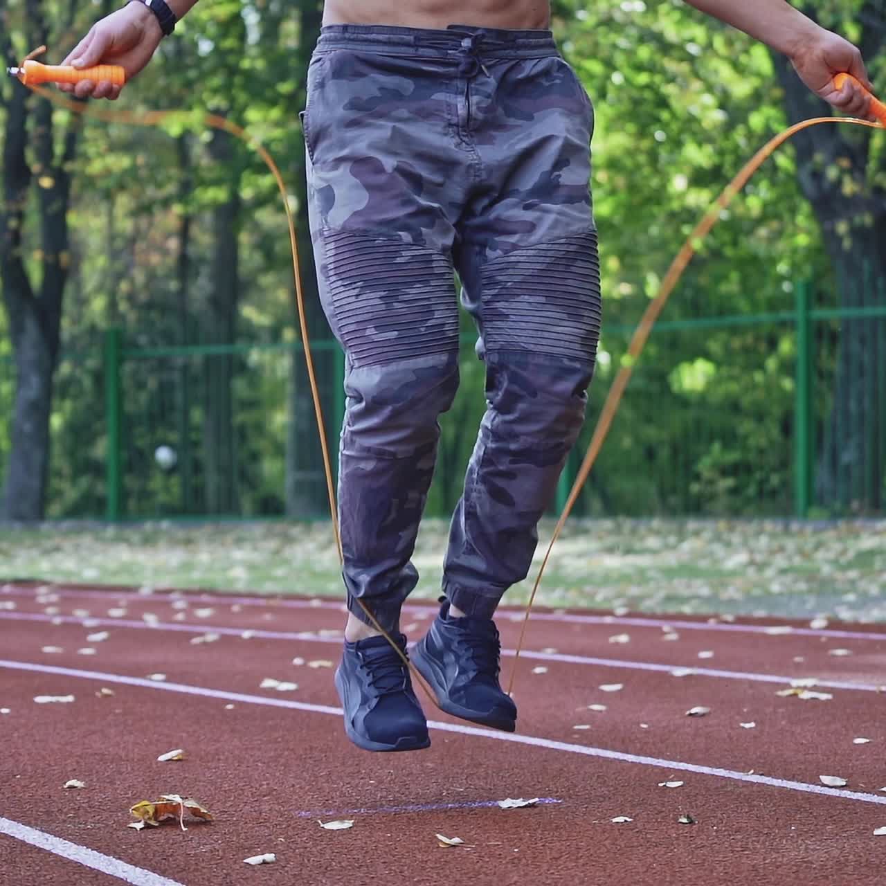 Close up of man with jumping rope