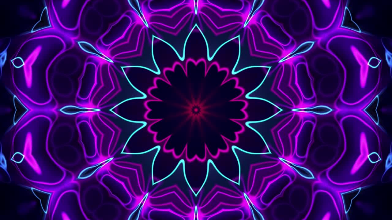 diseño fractal de caleidoscopio de flores coloridas azul rosa