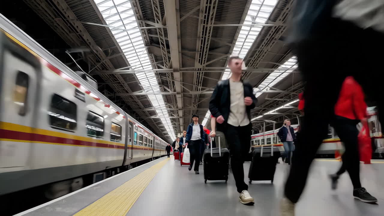 Busy Train Station Platform