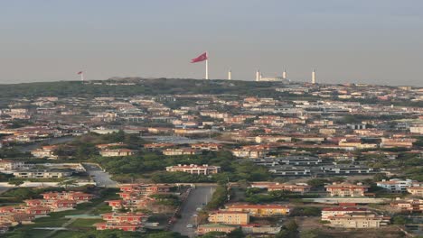 istanbul cityscape with mosque and flag