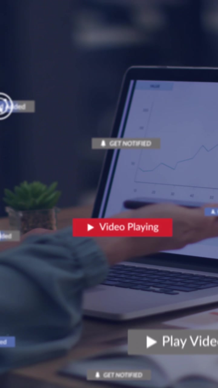Animation of social media icons and numbers over connections over connections