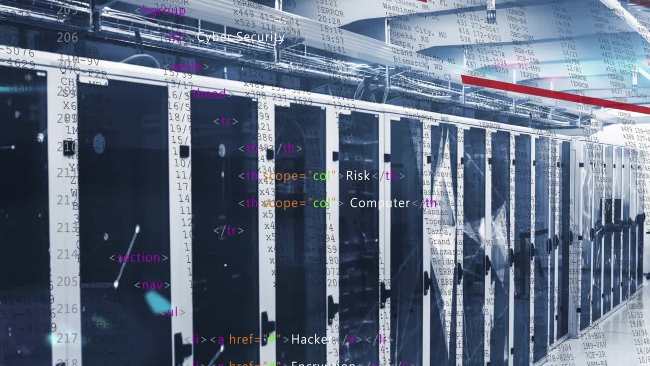 Animation of data processing over server room