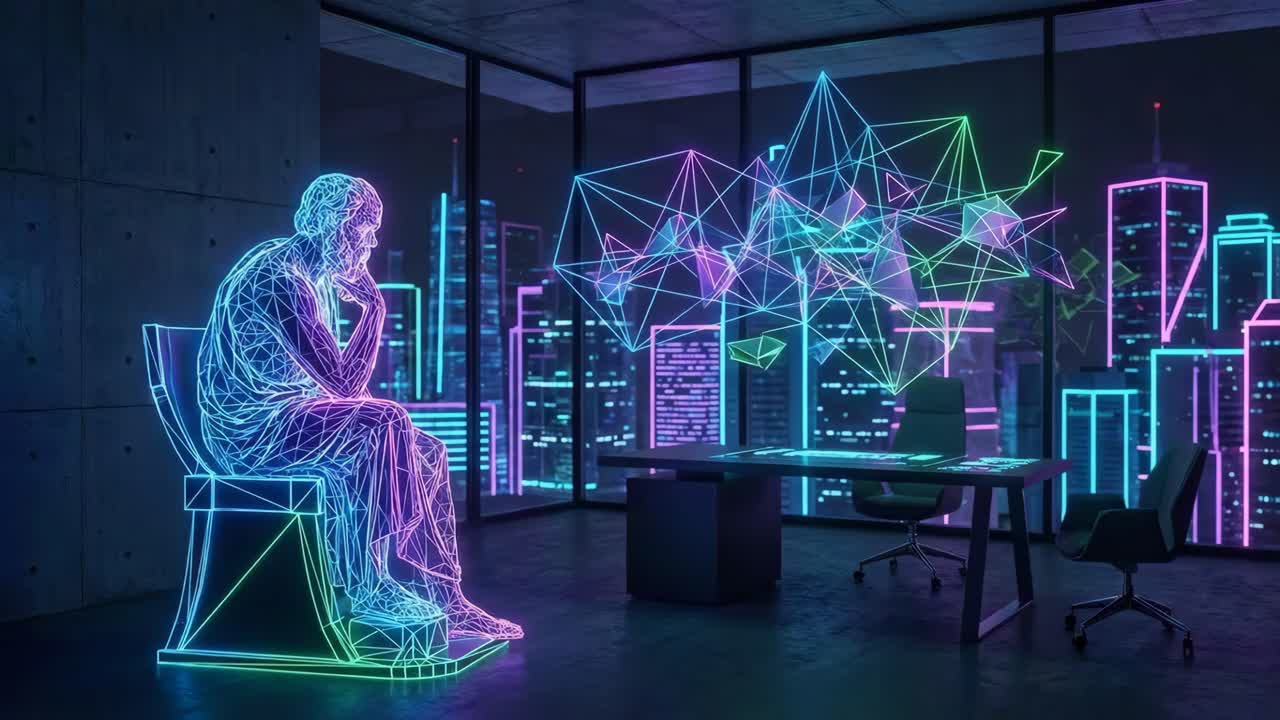 Futuristic Office with Hologram Technology