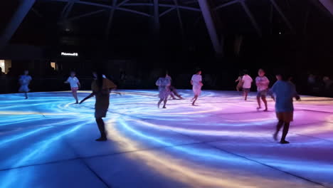 children playing on an interactive digital floor projection