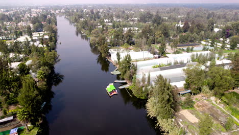 aerial-shot-of-trajineras-loading-people-in-mexico-city