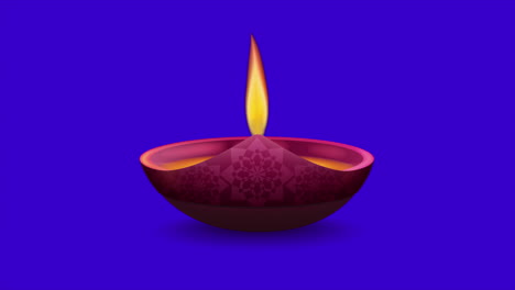 colorful mandala design diwali lamp, diya animation on blue screen_jp