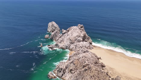 coats of cabo san lucas, mexico, drone shot of lobos marinos nature reserve, lovers beach and rocks