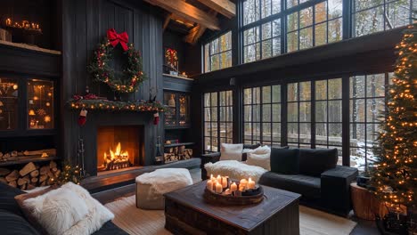 cozy christmas cabin living room