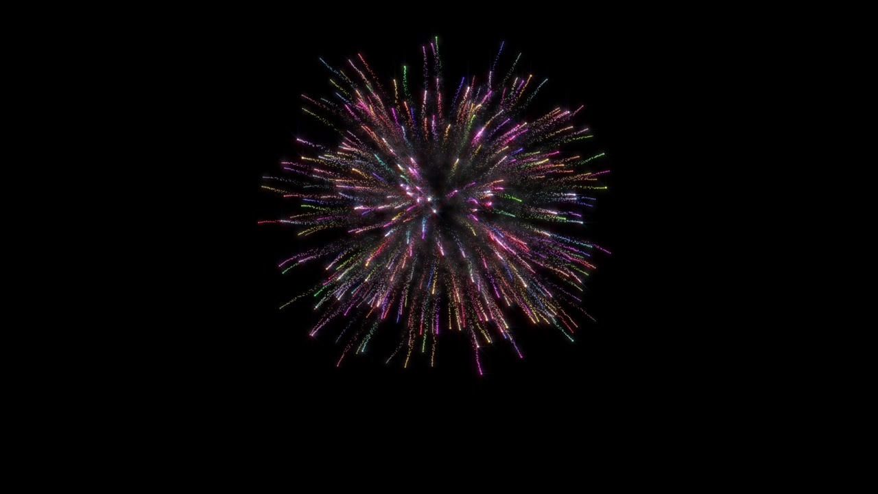 Singe Medium Size Fireworks Explosion on black background