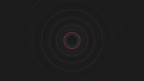 los puntos rojos forman un patrón circular hipnotizante en negro
