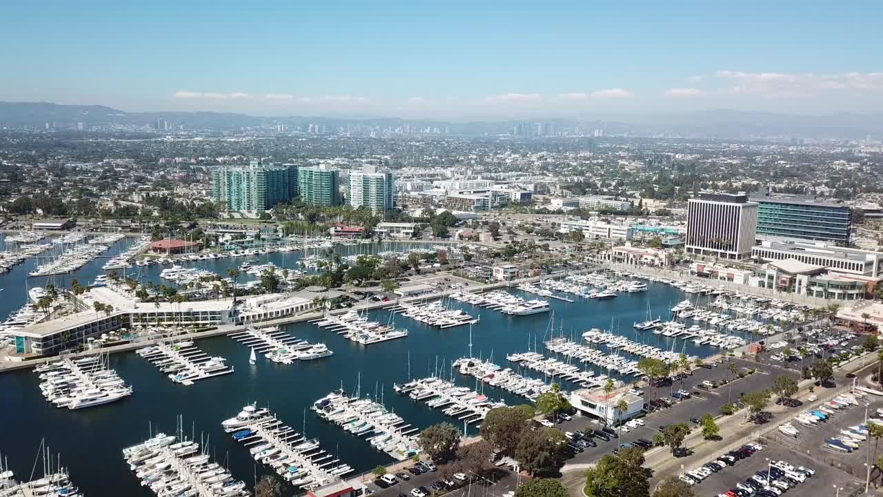 Aerial View of Marina and Cityscape