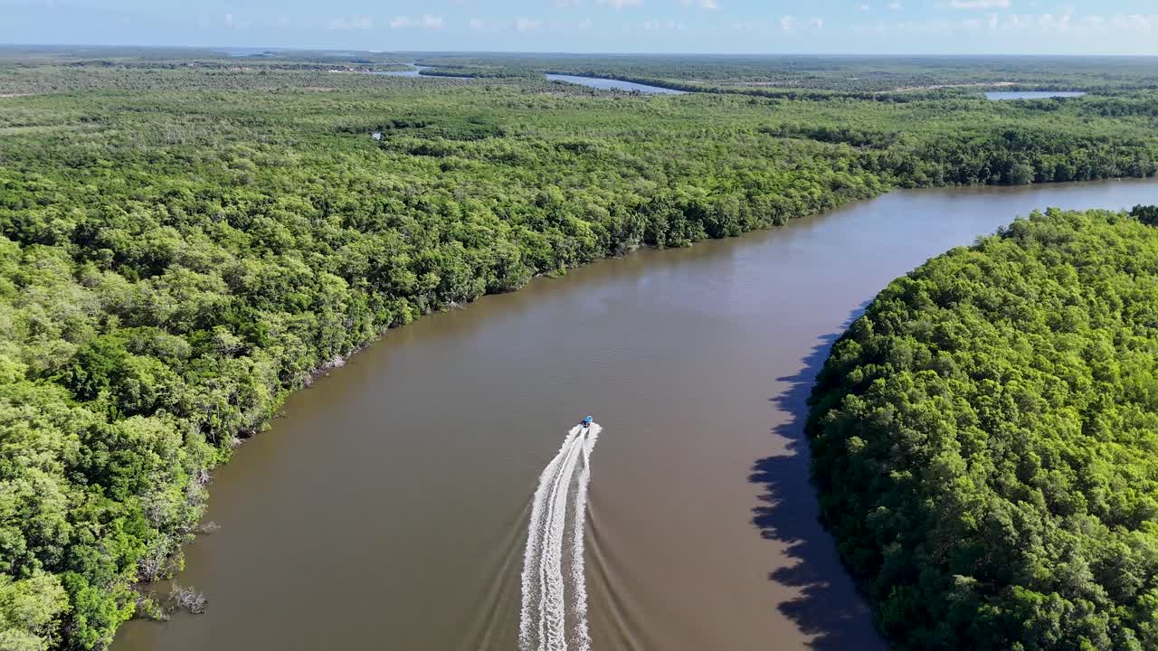 Boat Tour At Tutoia In Maranhao Brazil. Parnaiba Delta Landscape. Cruise Trip. Boat Tour At Tutoia In Maranhao Brazil. Safari Delta Of The Americas. Mangrove Skyline. Parnaiba Delta