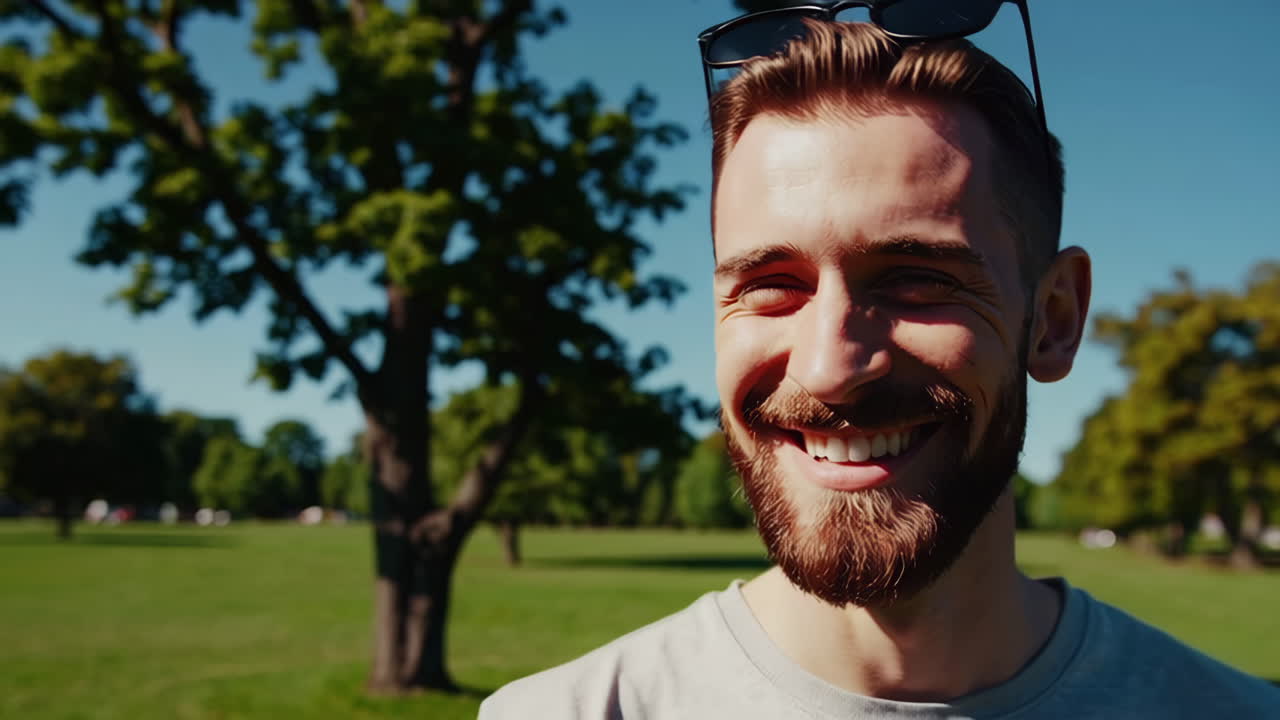Homem Feliz em um Parque