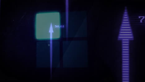 animation of digital arrows and numbers on dark grid showing data growth