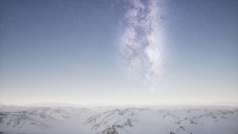 vía láctea por encima del terreno cubierto de nieve