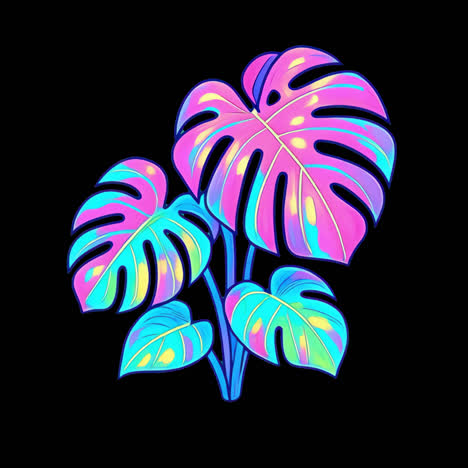 vibrant tropical plant illustration animation isolated asset, transparent 4k video, alpha channel