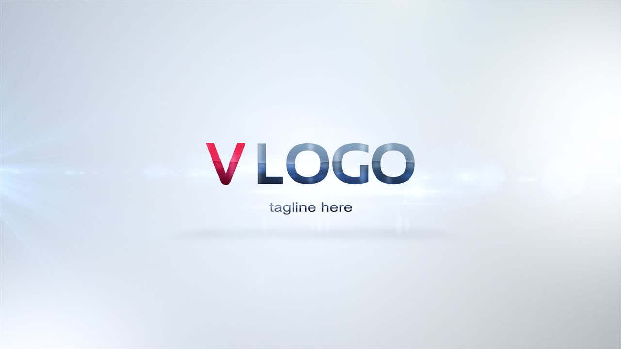 Animazione di rivelazione logo con particelle di luce e testo.