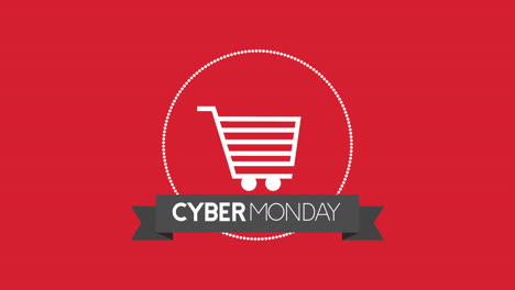 animación de ciber lunes con carrito de compras