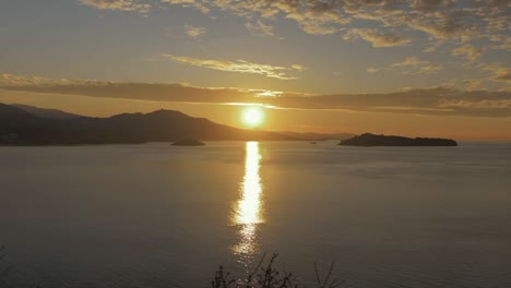 beautiful scenic golden hour sunset off greek islands