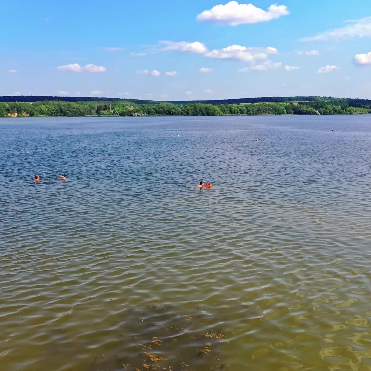 Aerial flying over river