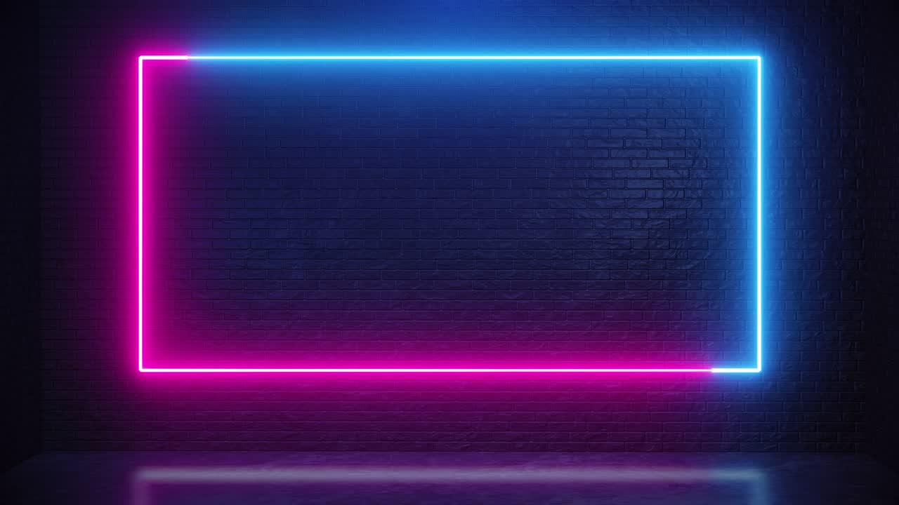 Brick Neon Frame Loop Animation Beautiful Background 10 bit