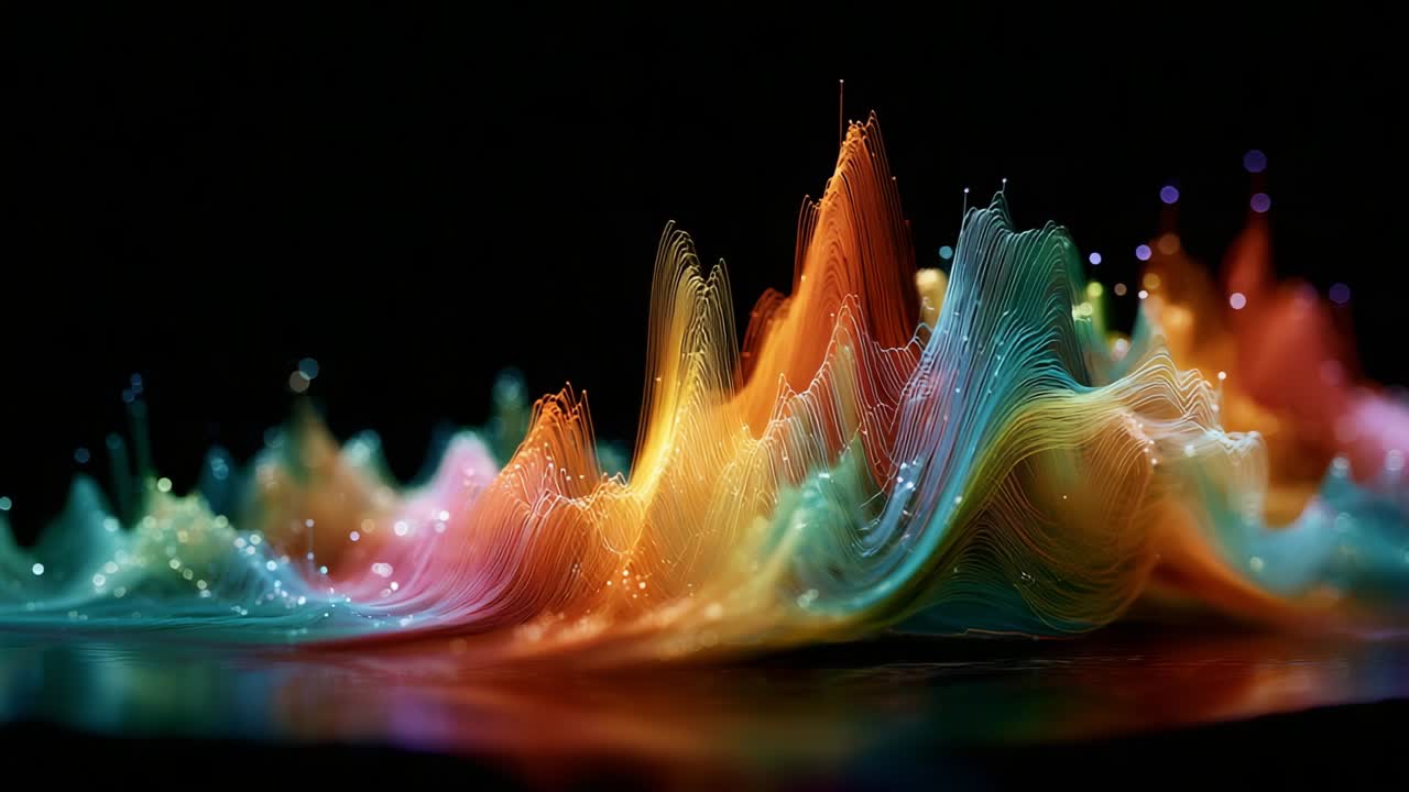 A mesmerizing visualization of vibrant sound waves depicting an ...