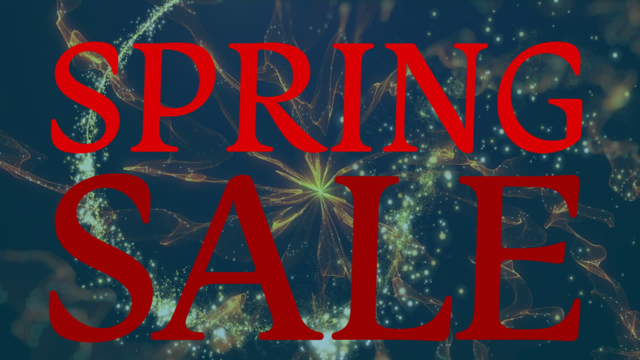 봄 판매 텍스트의 애니메이션 은 글자로 배경에 떨어지는 별