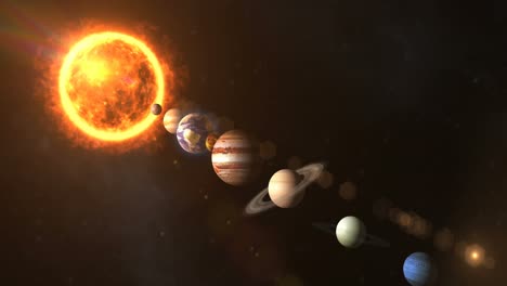 sistema solar con sol y planetas