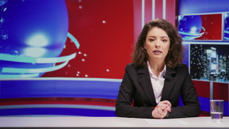 news anchor talks about global reportage