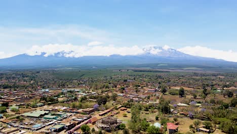 rural village town of kenya with kilimanjaro in the background