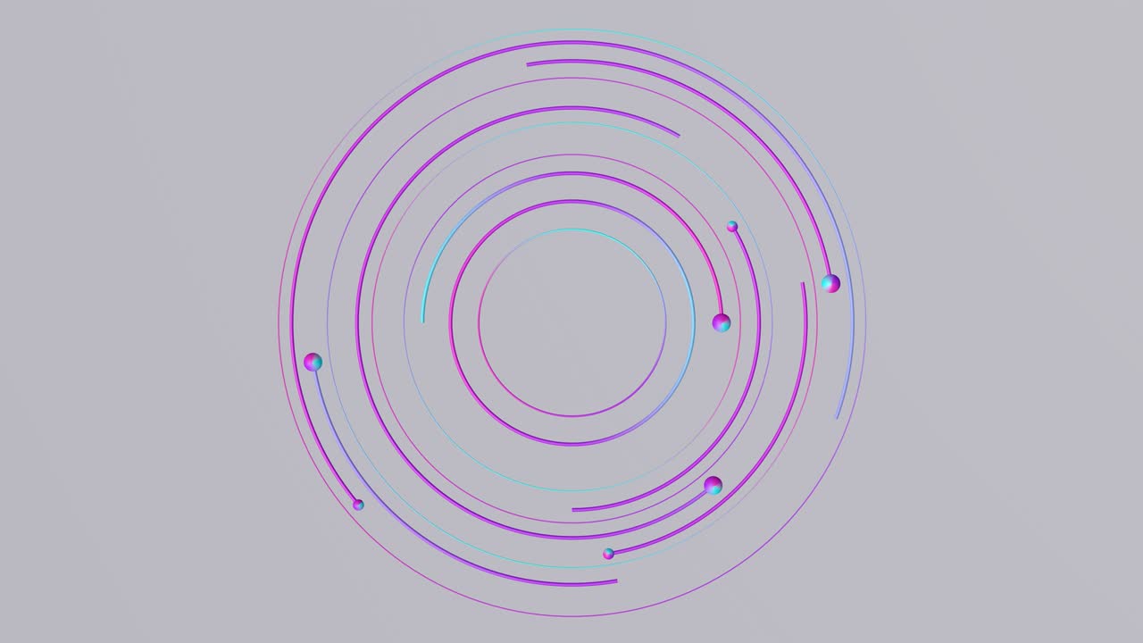 círculos y bolas azules, púrpuras y rosas. animación abstracta, renderizado en 3d.