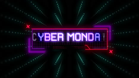 cyber monday on computer screen with hud elements and lines