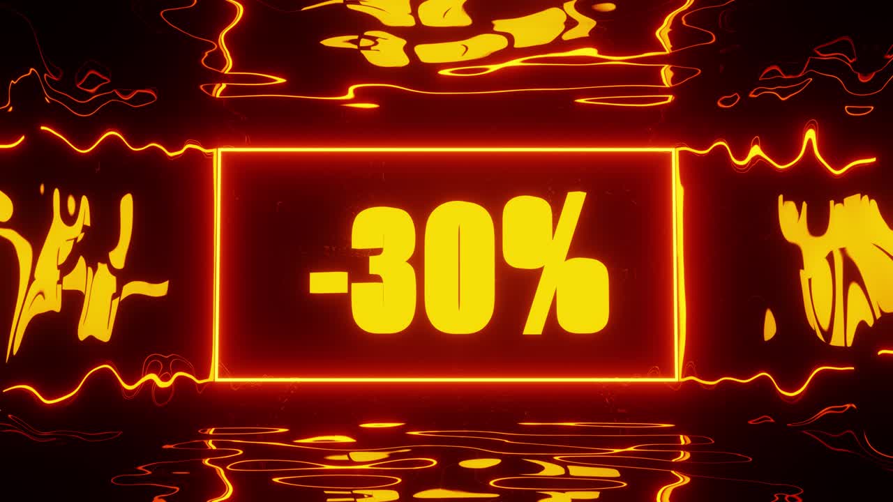 flotando en medio del fuego fuego descuento del 30%. animación de bucle